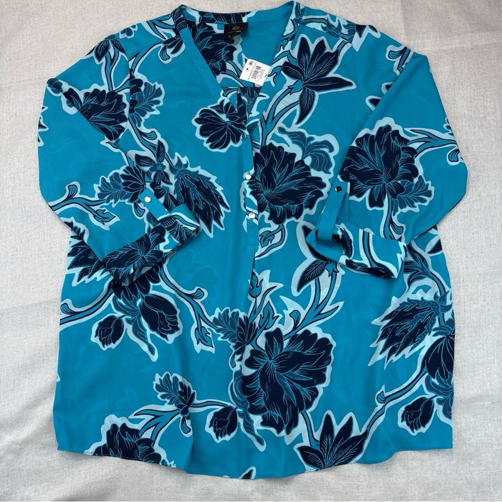 Jm Collection Plus Size Felicia Floral Utility Top size 1X